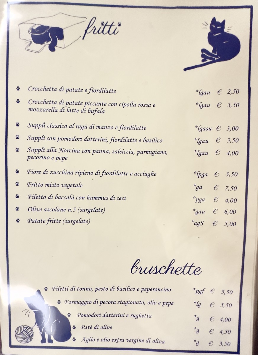 La Gatta Mangiona menu 1
