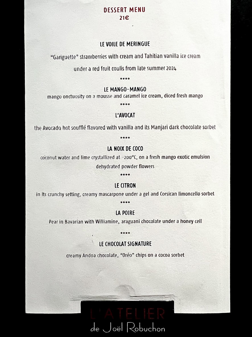 L'Atelier de Joël Robuchon menu 4