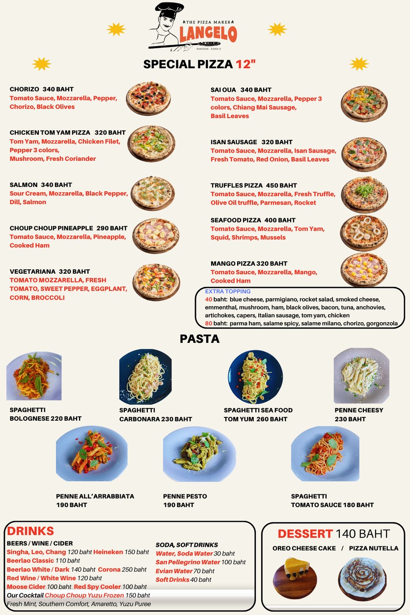 Langelo Pizza Sathorn (取货和配送) menu 2
