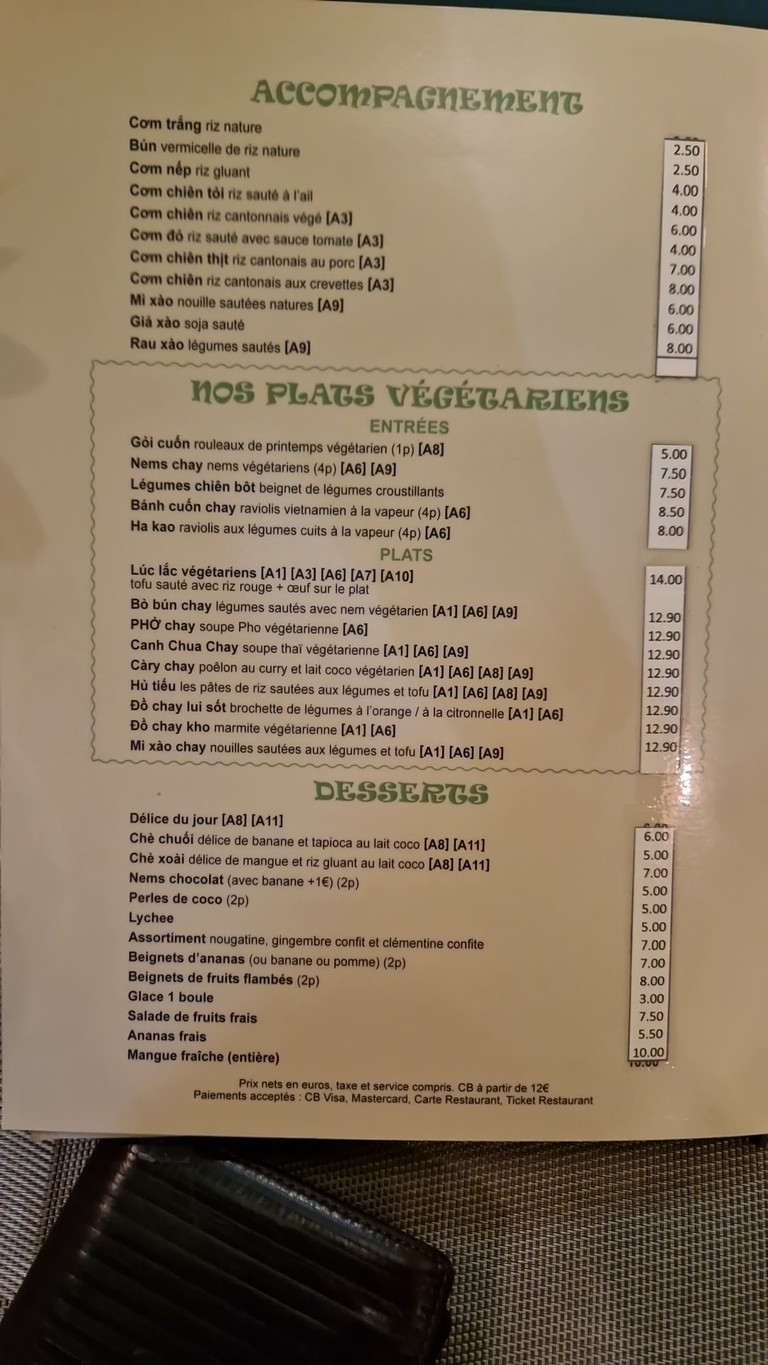 Lotus Viêtnam menu 3