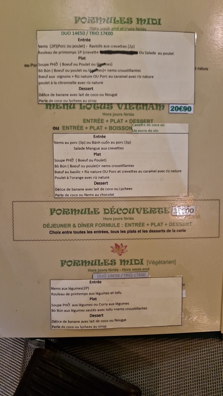 Lotus Viêtnam menu 4