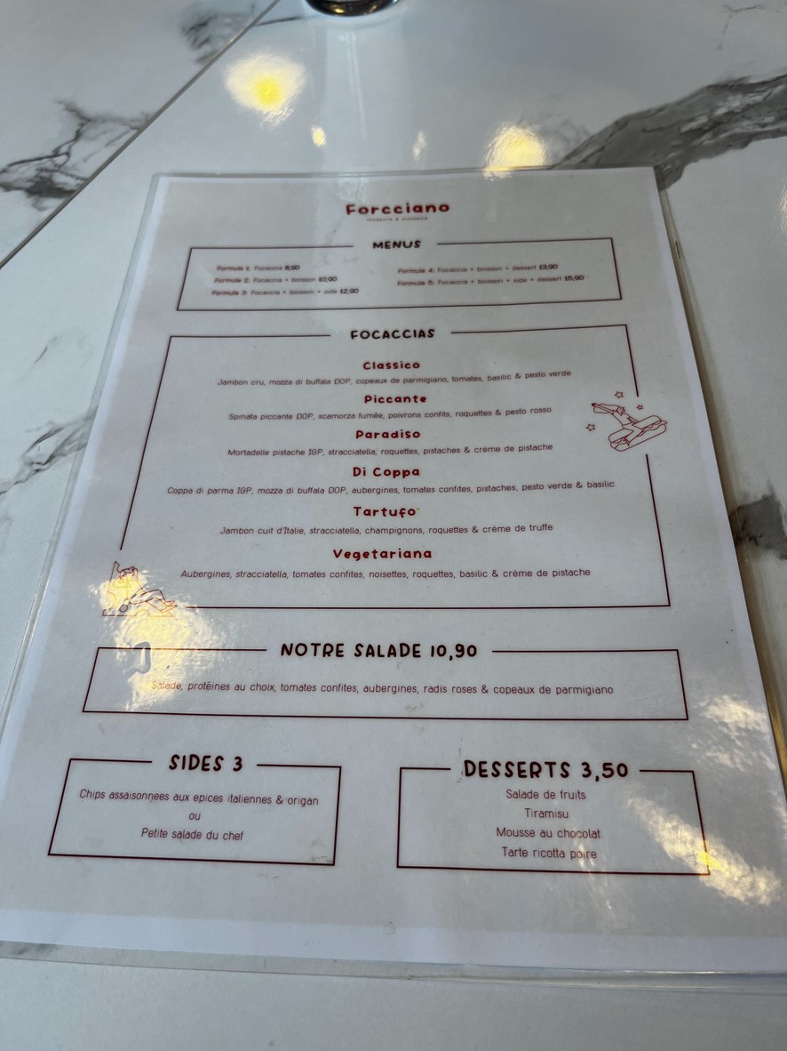 Forcciano menu 1