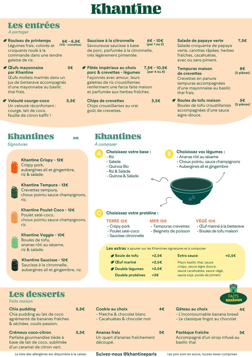 Khantine par le petit cambodge menu 1