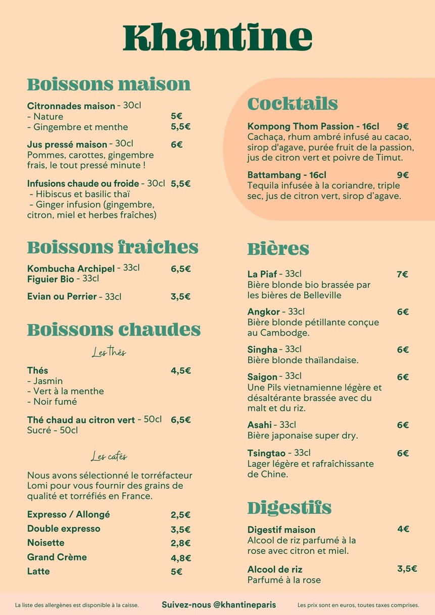 Khantine par le petit cambodge menu 2