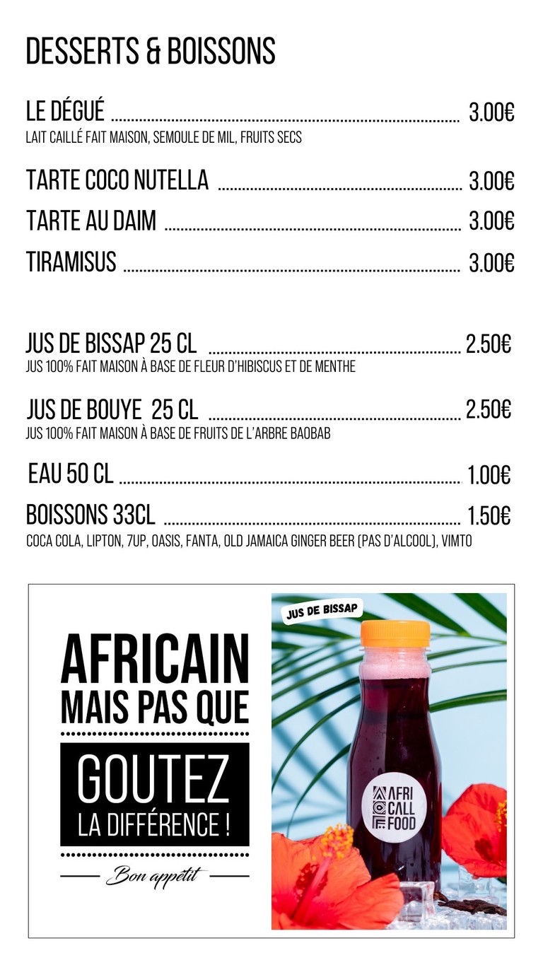 Afri Call Food Ménilmontant - Restaurant Africain Paris menu 4
