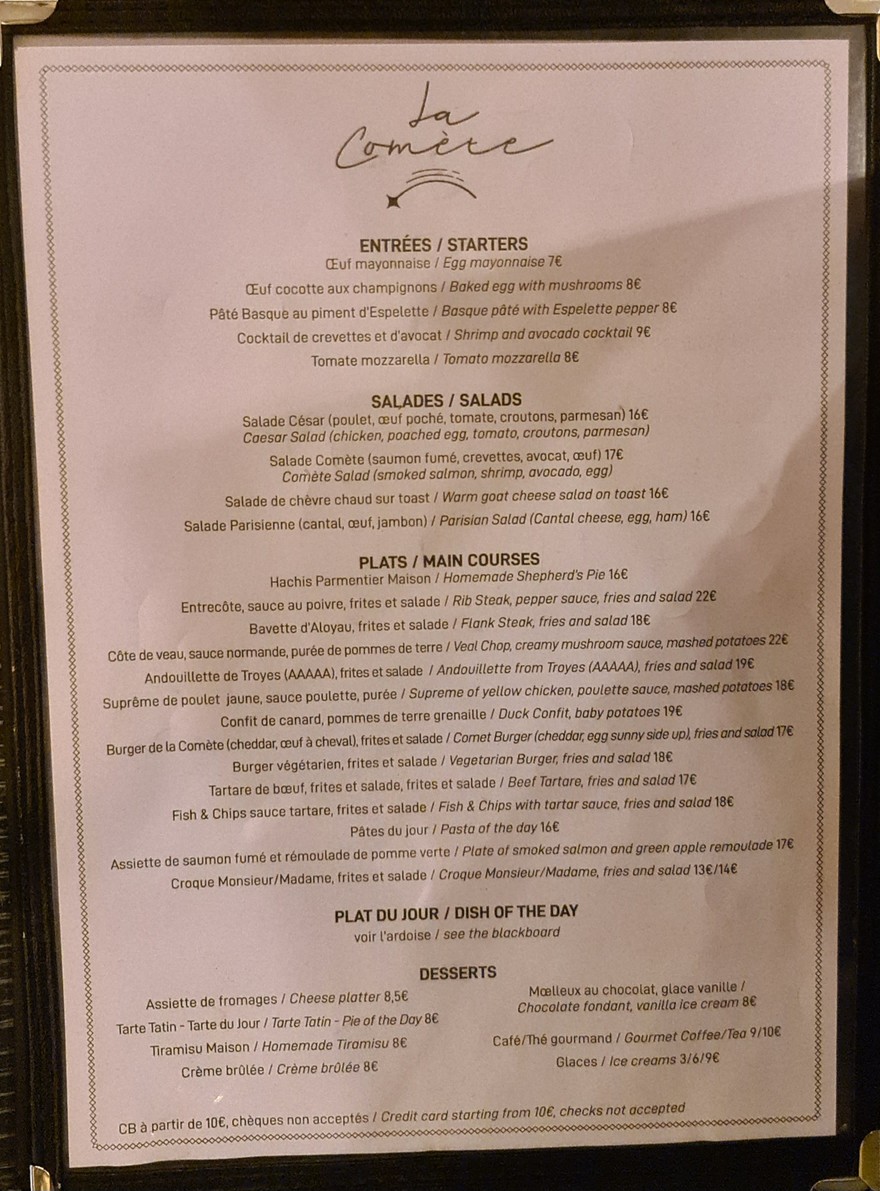 ☕️La Comète 💫 menu 1