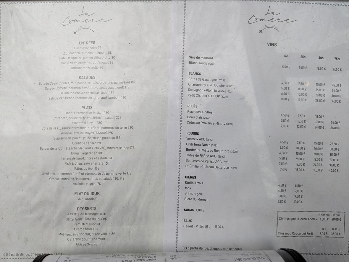☕️La Comète 💫 menu 2