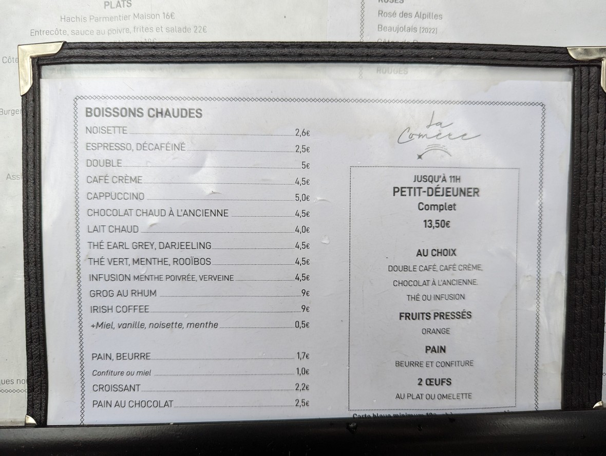 ☕️La Comète 💫 menu 4
