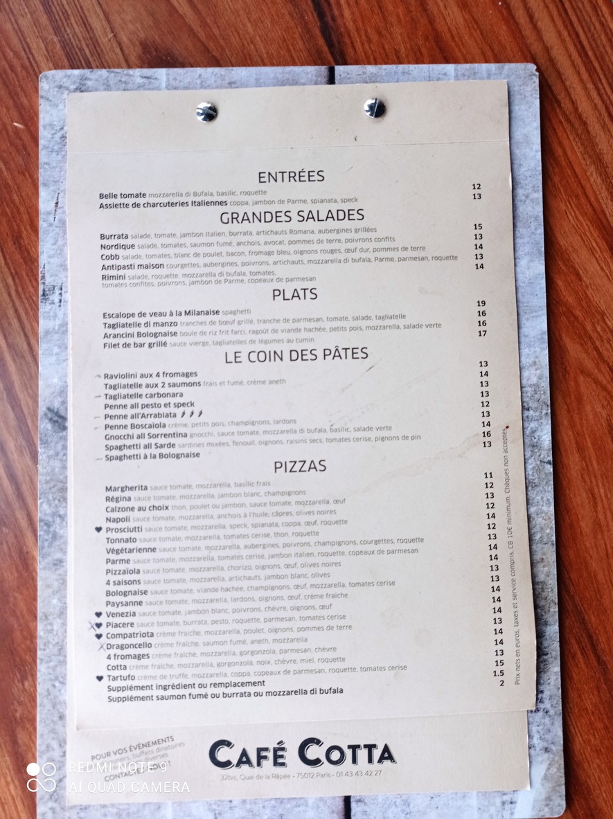 Café Cotta menu 1