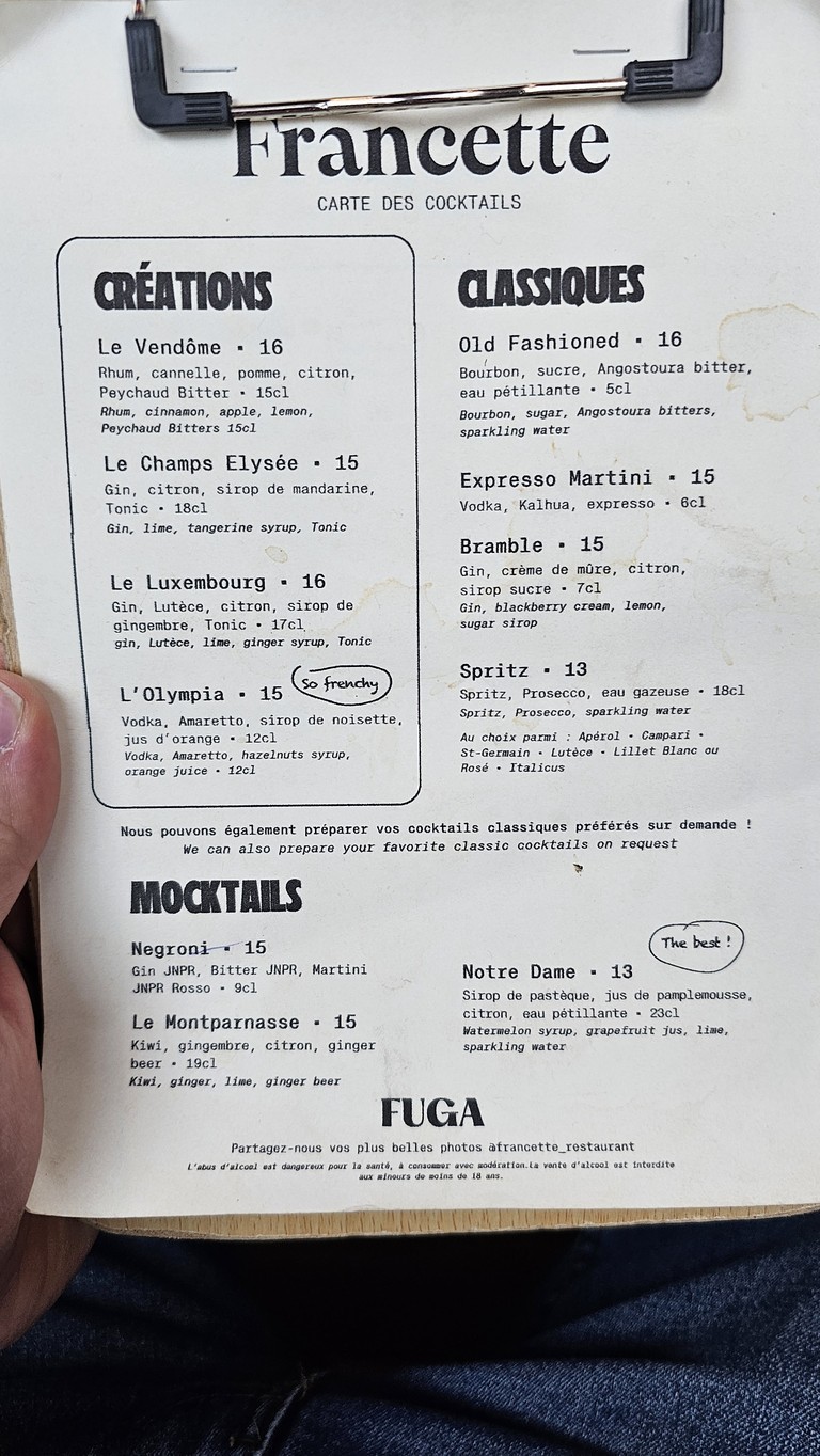 Francette menu 3