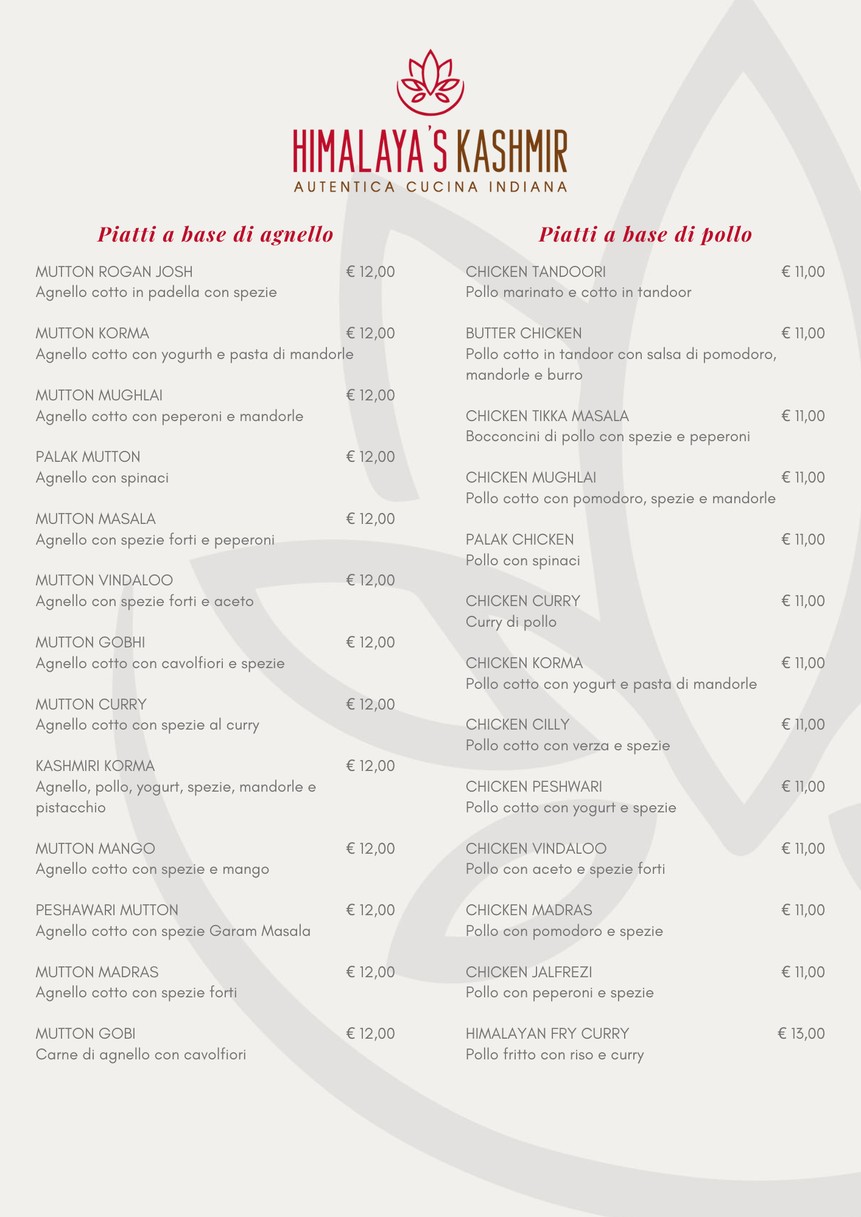 Himalaya Kashmir, Indo-Pakistan Restaurant menu 4