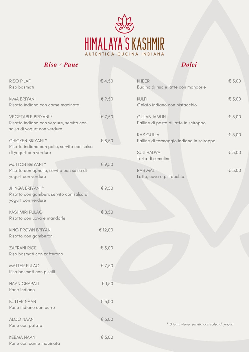 Himalaya Kashmir, Indo-Pakistan Restaurant menu 7