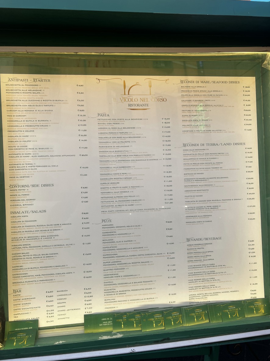 Il Vicolo Nel Corso menu 1