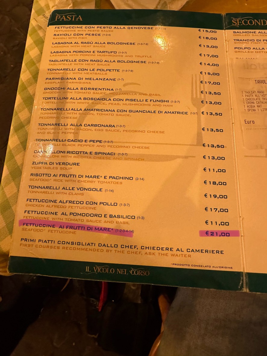 Il Vicolo Nel Corso menu 2