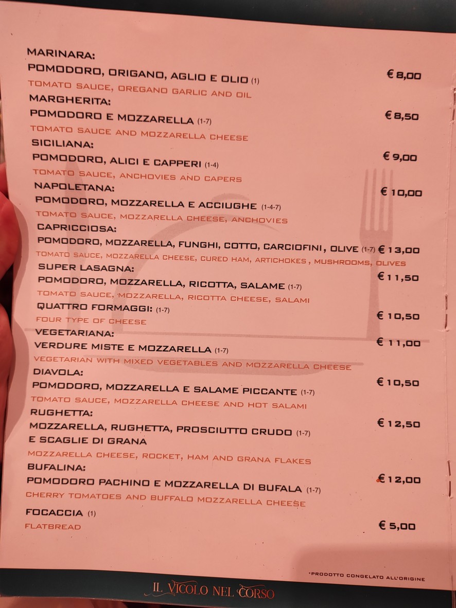 Il Vicolo Nel Corso menu 3