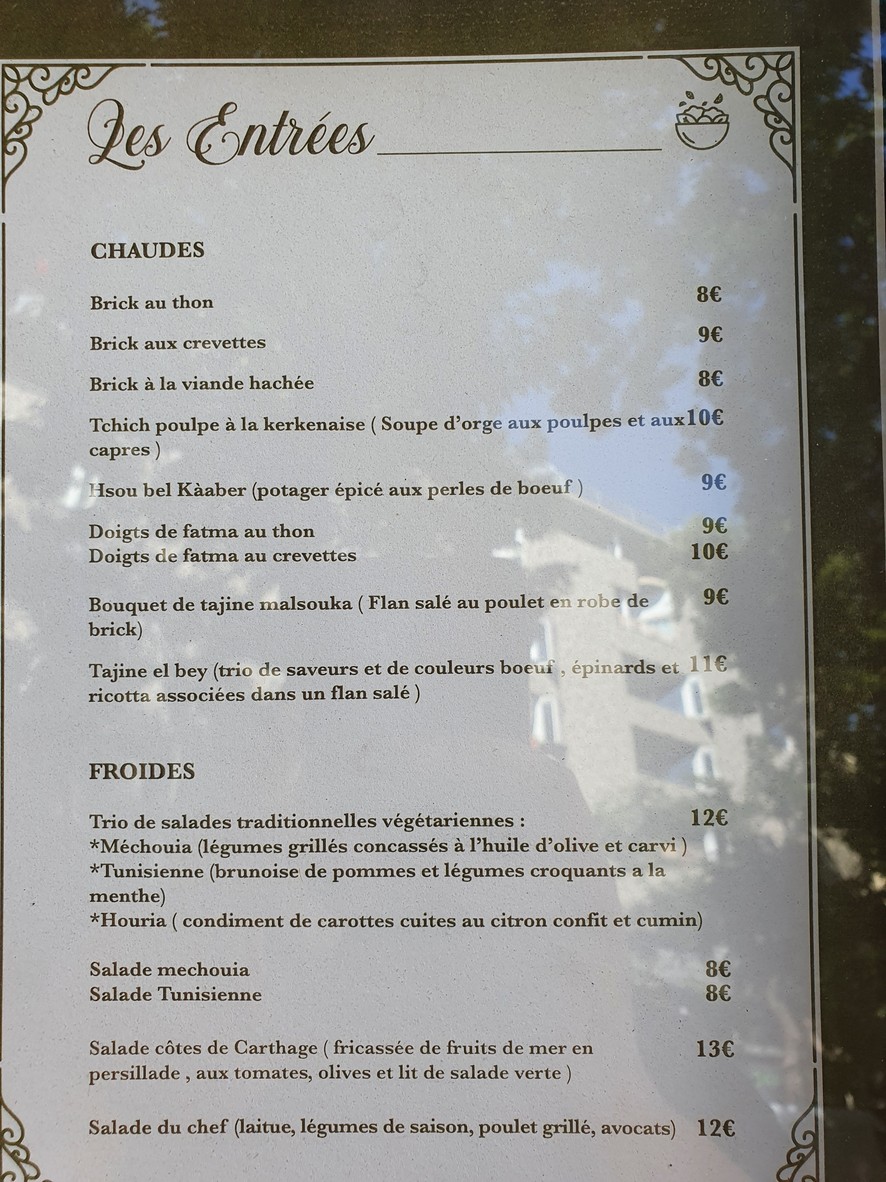 Le Comptoir des Jasmins menu 1