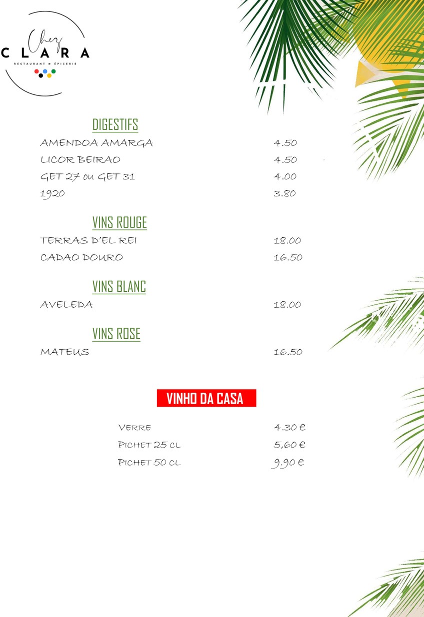 Chez Clara Paris 18 menu 3