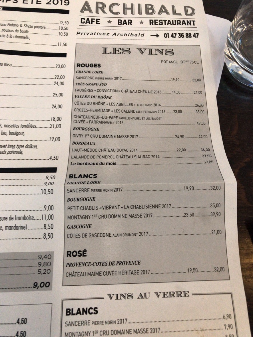 Archibald - Issy-les-Moulineaux menu 2