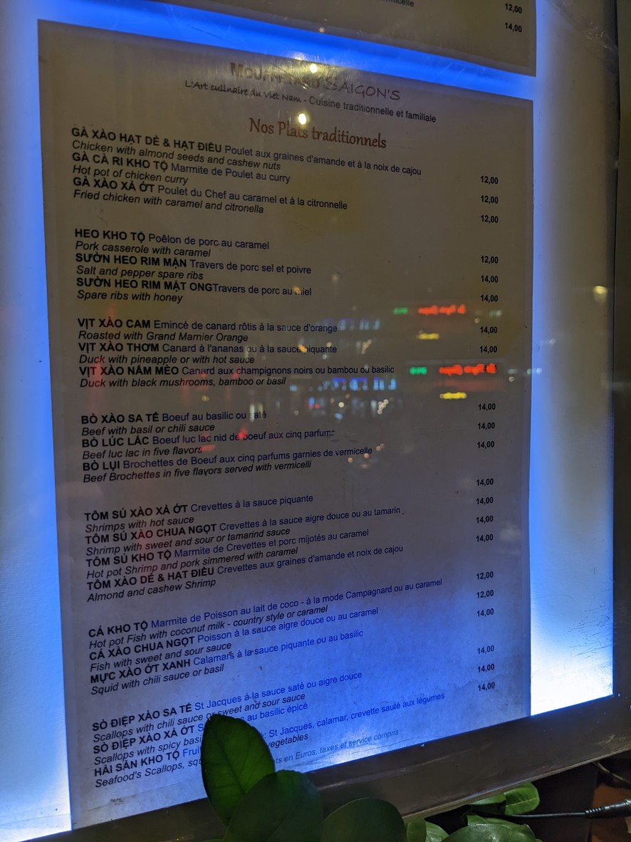 Mouffetard Saigon's menu 2