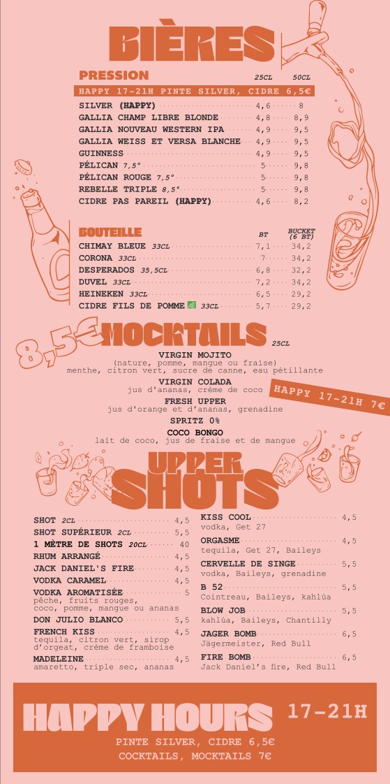 Upper Café menu 3