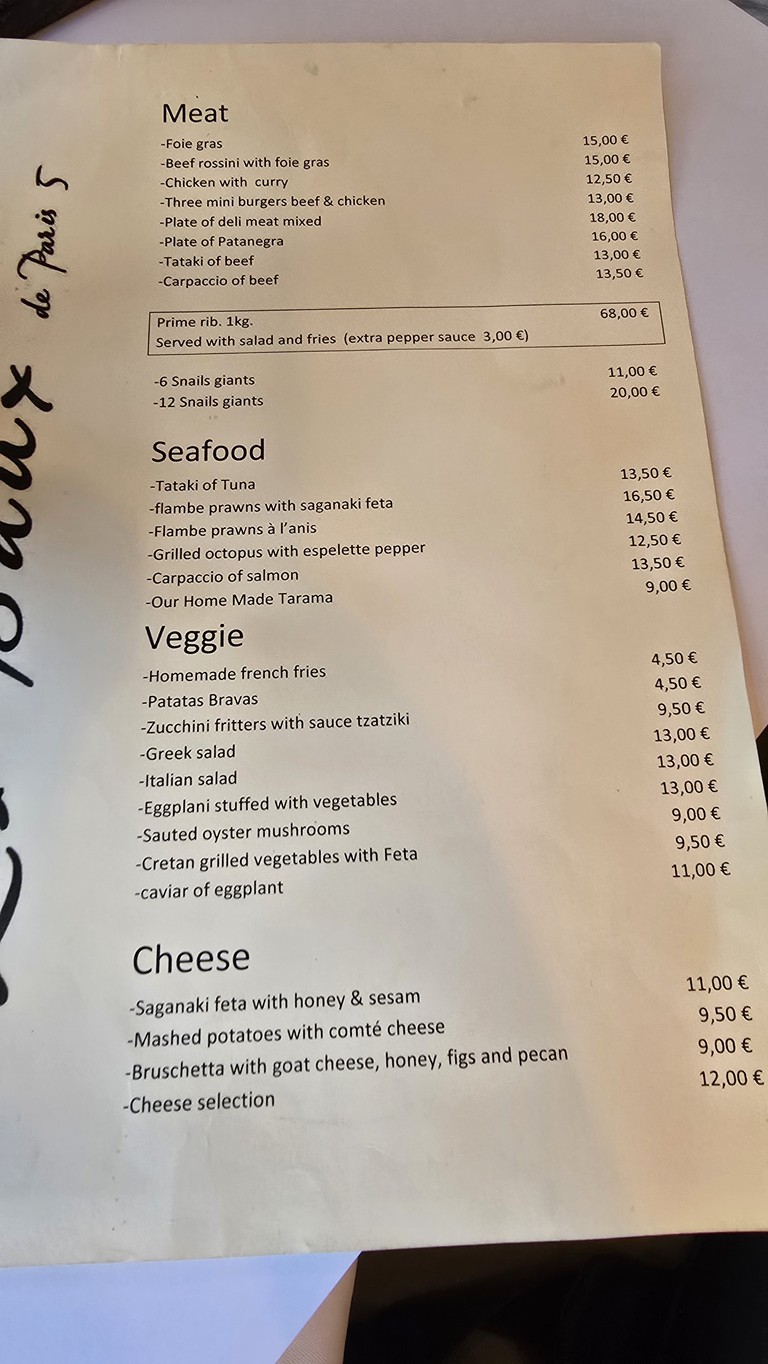 Les Baux de Paris menu 2