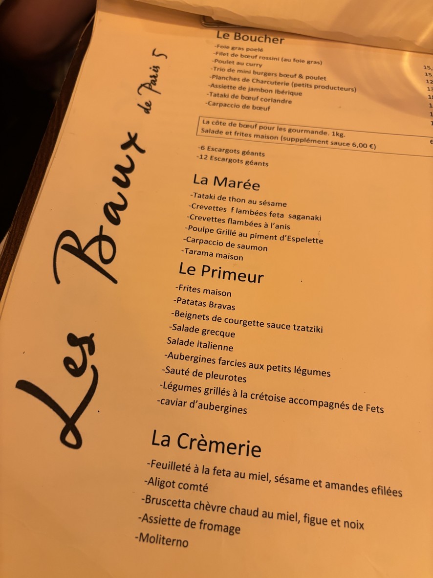 Les Baux de Paris menu 3