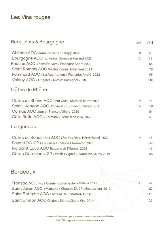 Schnock menu 2