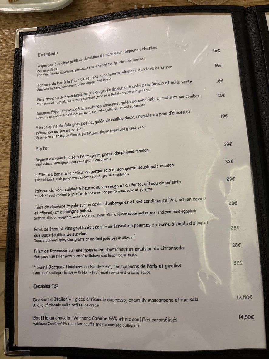 Chez Gabrielle menu 1