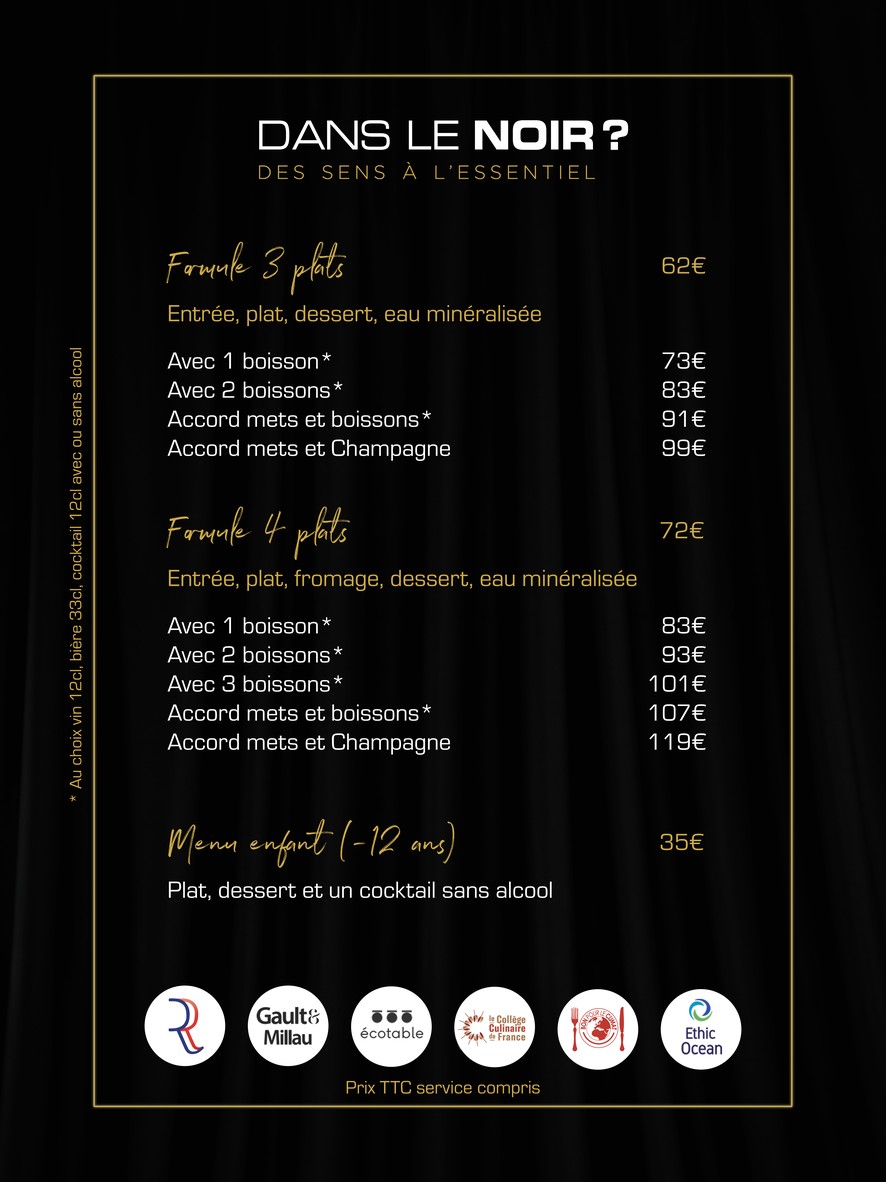 Restaurant Dans le Noir ? Paris menu 1