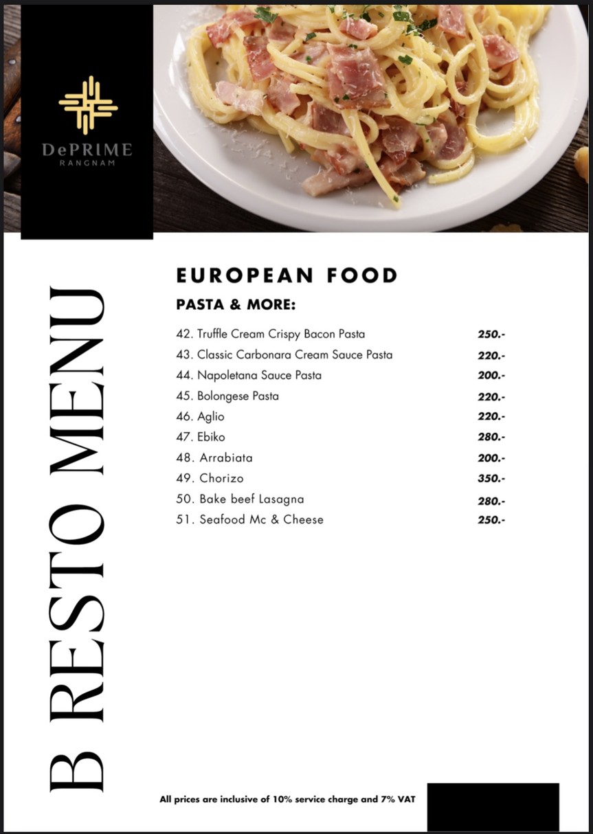 พราม เรสเตอรอง menu 5