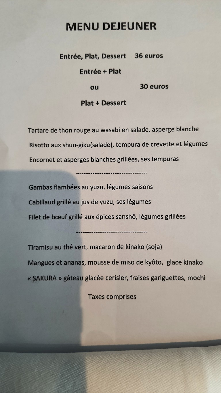 Le Concert de Cuisine menu 1