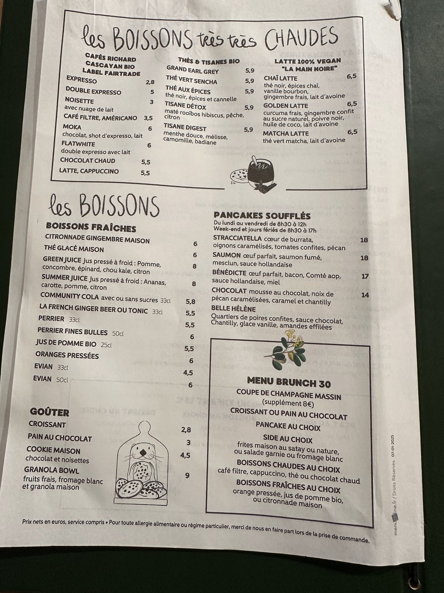 Mother Café Boulogne menu 2
