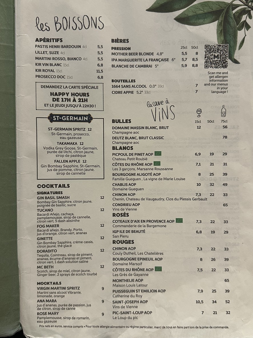 Mother Café Boulogne menu 3