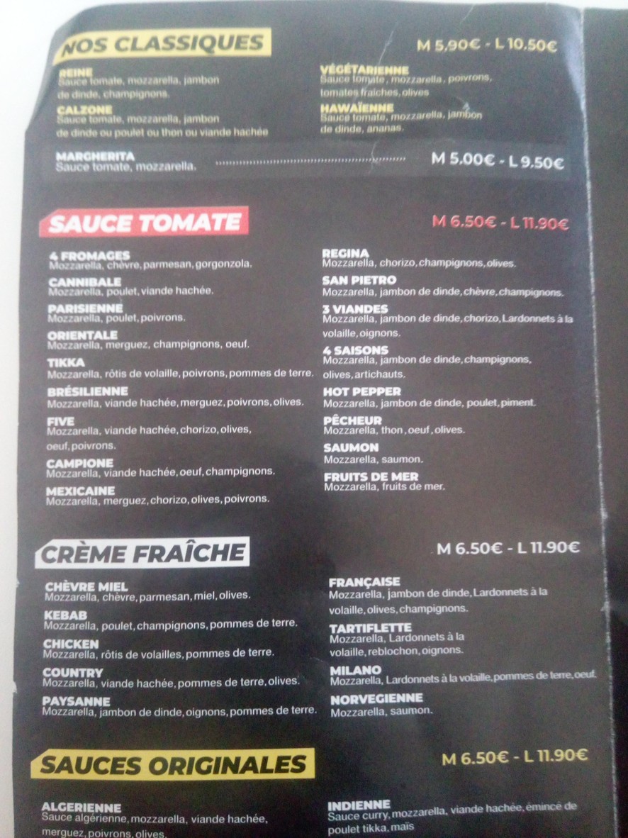 Five Pizza Original - Paris 15 - St Charles menu 2