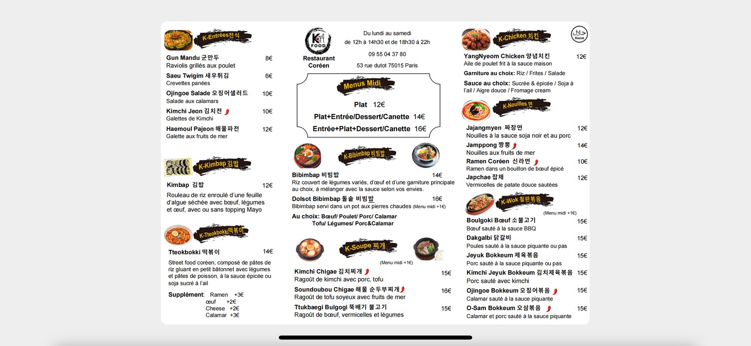 K food menu 1