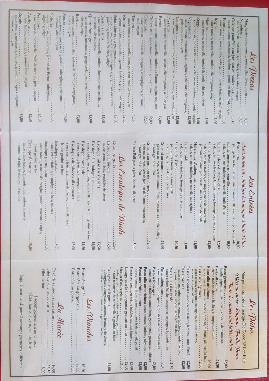 LE MONZA menu 2