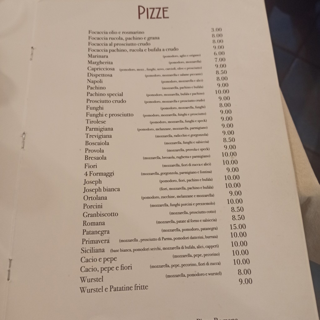 Joseph Ristorante menu 3