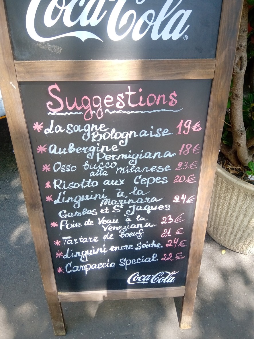 Franco et Giacomo menu 2