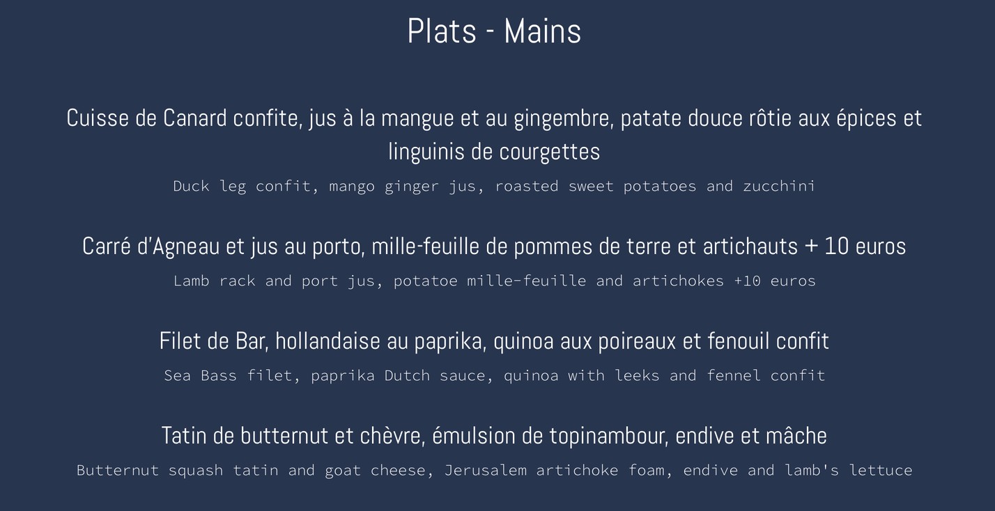 Bistrotters menu 2