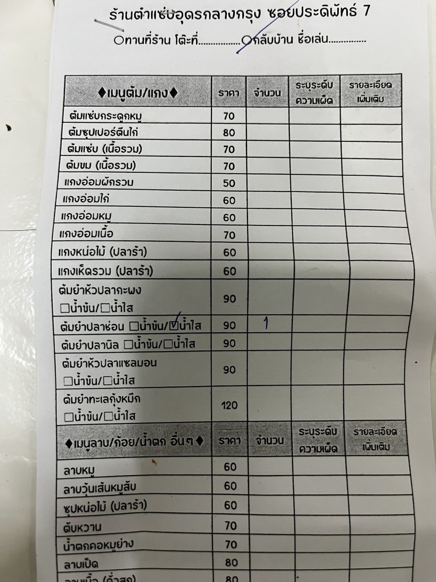 Tam Zap Udon Klang Krung Soi Pradipat 7 menu 1