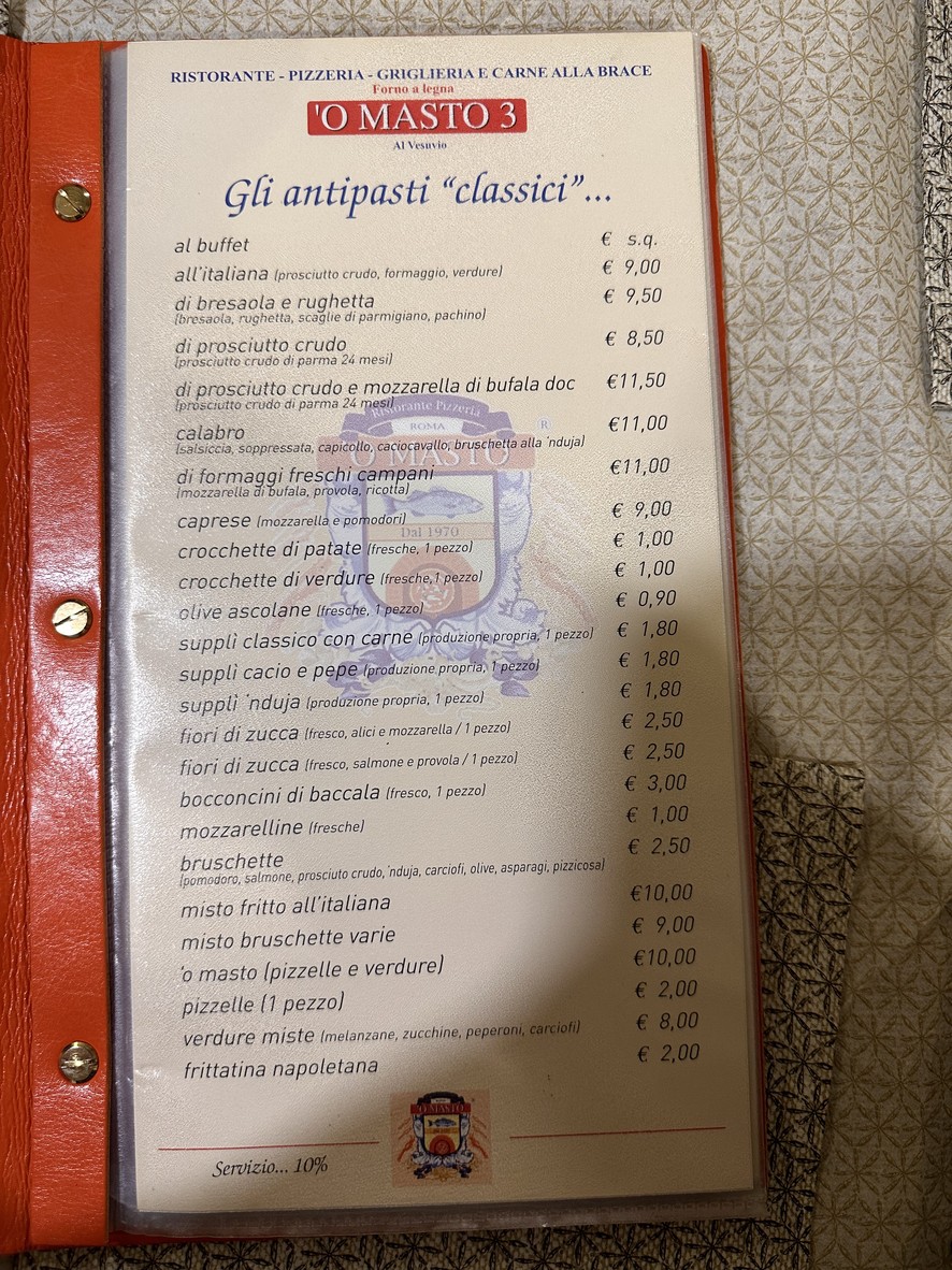 O masto 3 al Vesuvio Garbatella menu 1