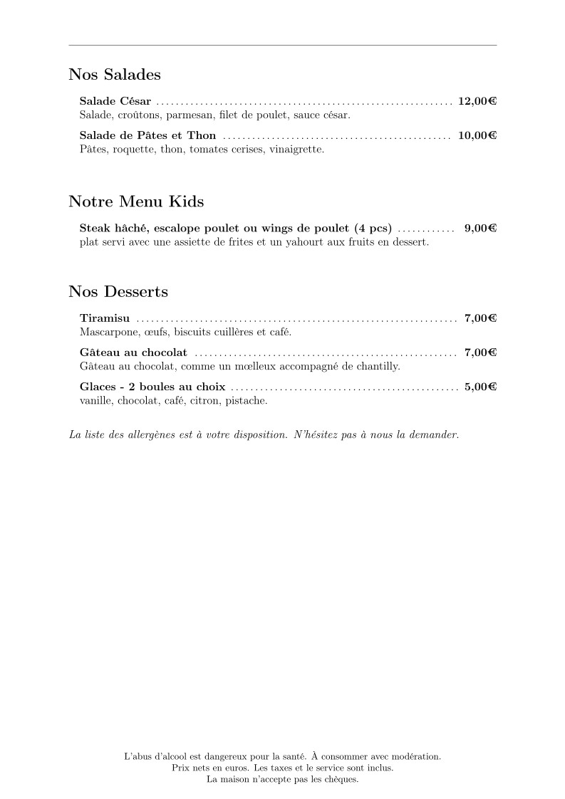 Big B's menu 2