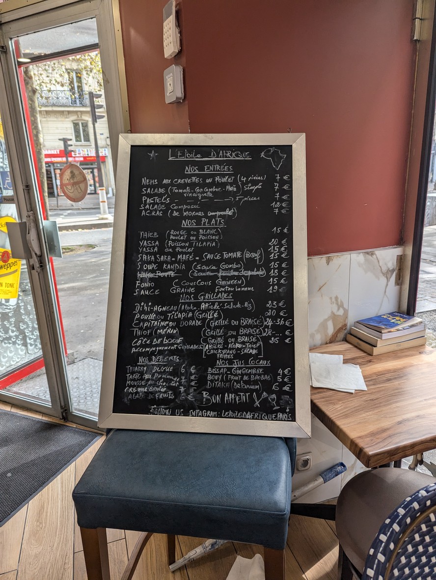 L'Etoile d'Afrique menu 1