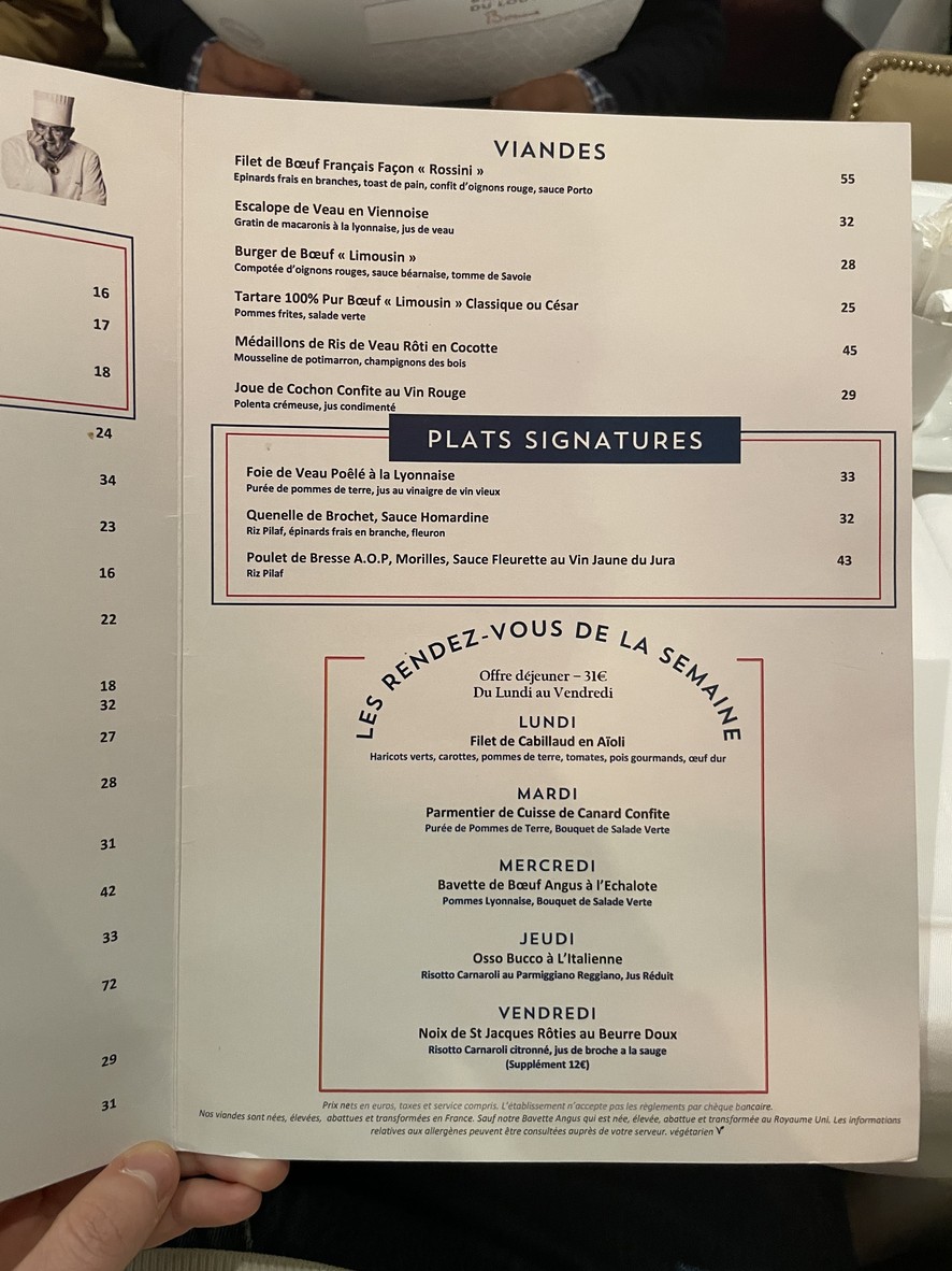 Brasserie du Louvre menu 2