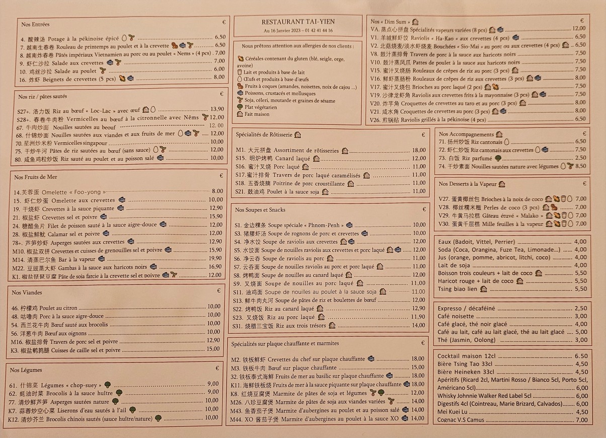 Tai Yien menu 1