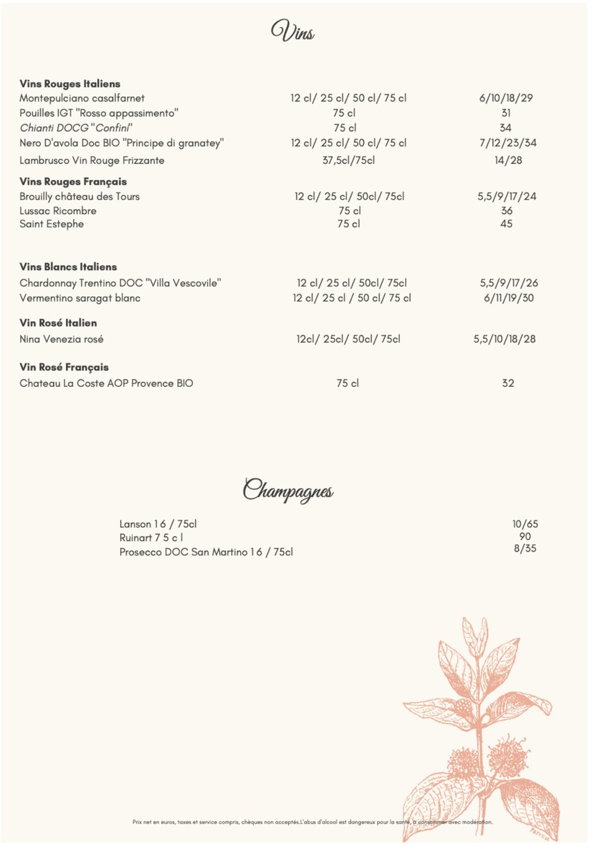 Villa Fleury menu 3
