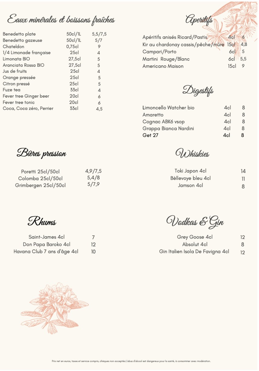 Villa Fleury menu 4