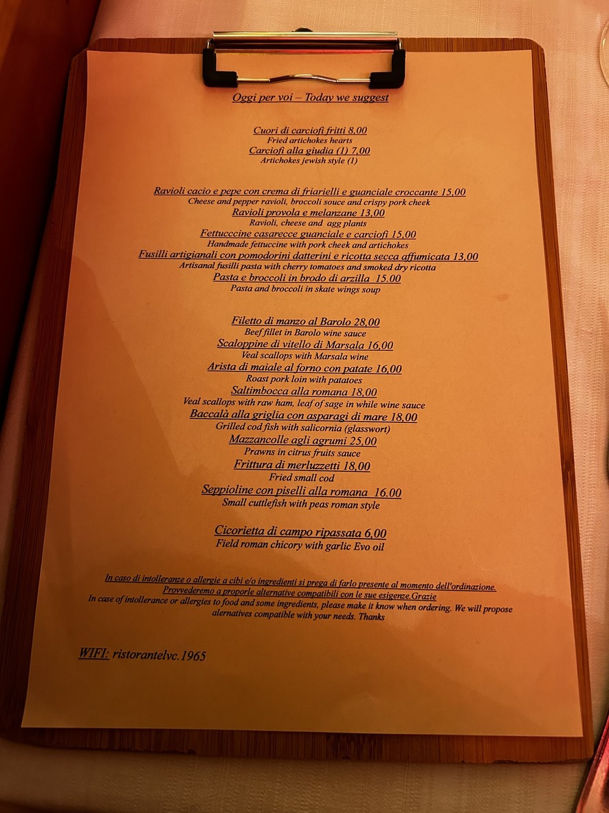 La Vecchia Conca menu 1