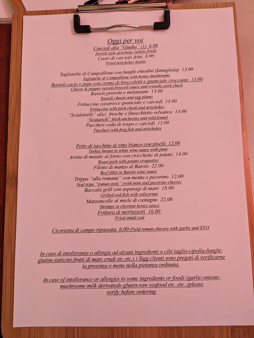 La Vecchia Conca menu 2