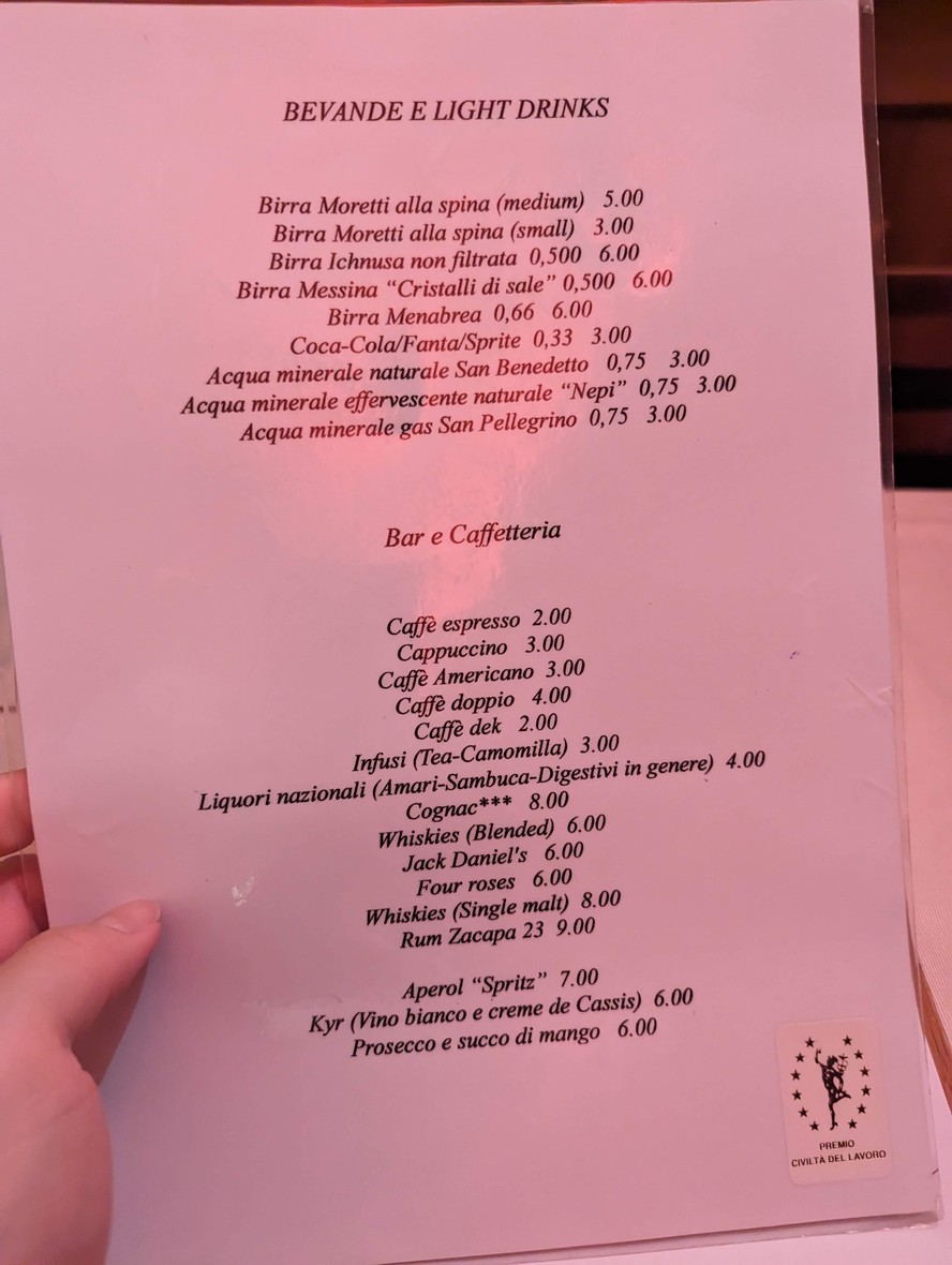 La Vecchia Conca menu 3